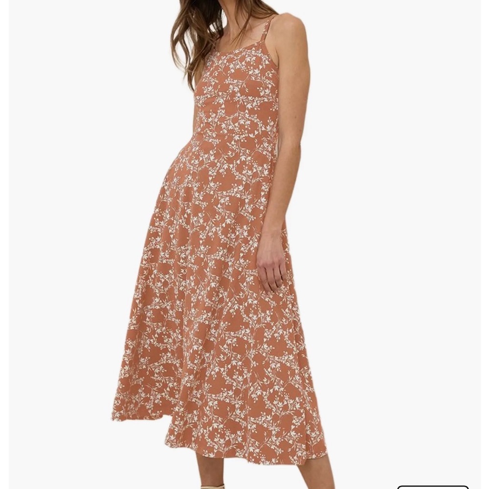 Pact Organic Cotton Fit & Flare Midi Dress in “Bouquet Blooms”